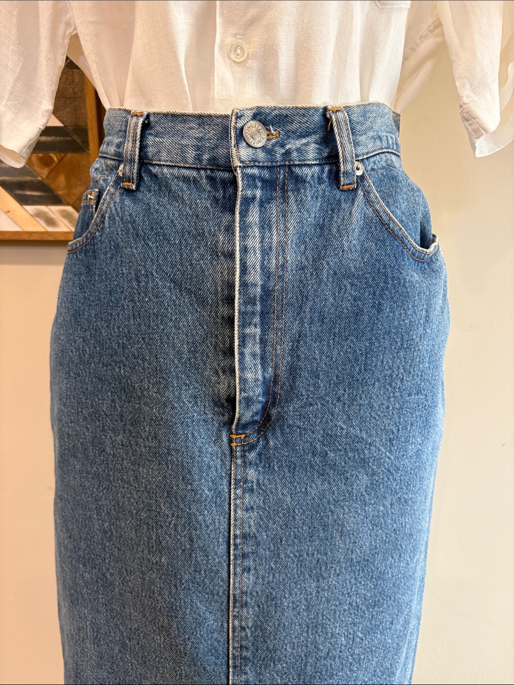 Vintage Ralph Lauren Country 90s Long Denim Blue Jean Skirt size 8 - Picture 3 of 14